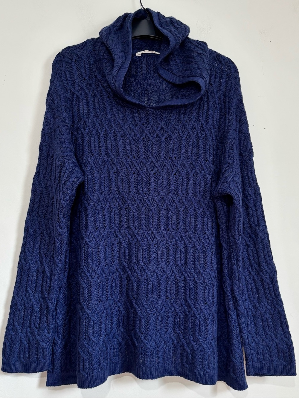 Soft Surroundings Oversize Slouchy Navy long sleeve cable knit hooded sweater M